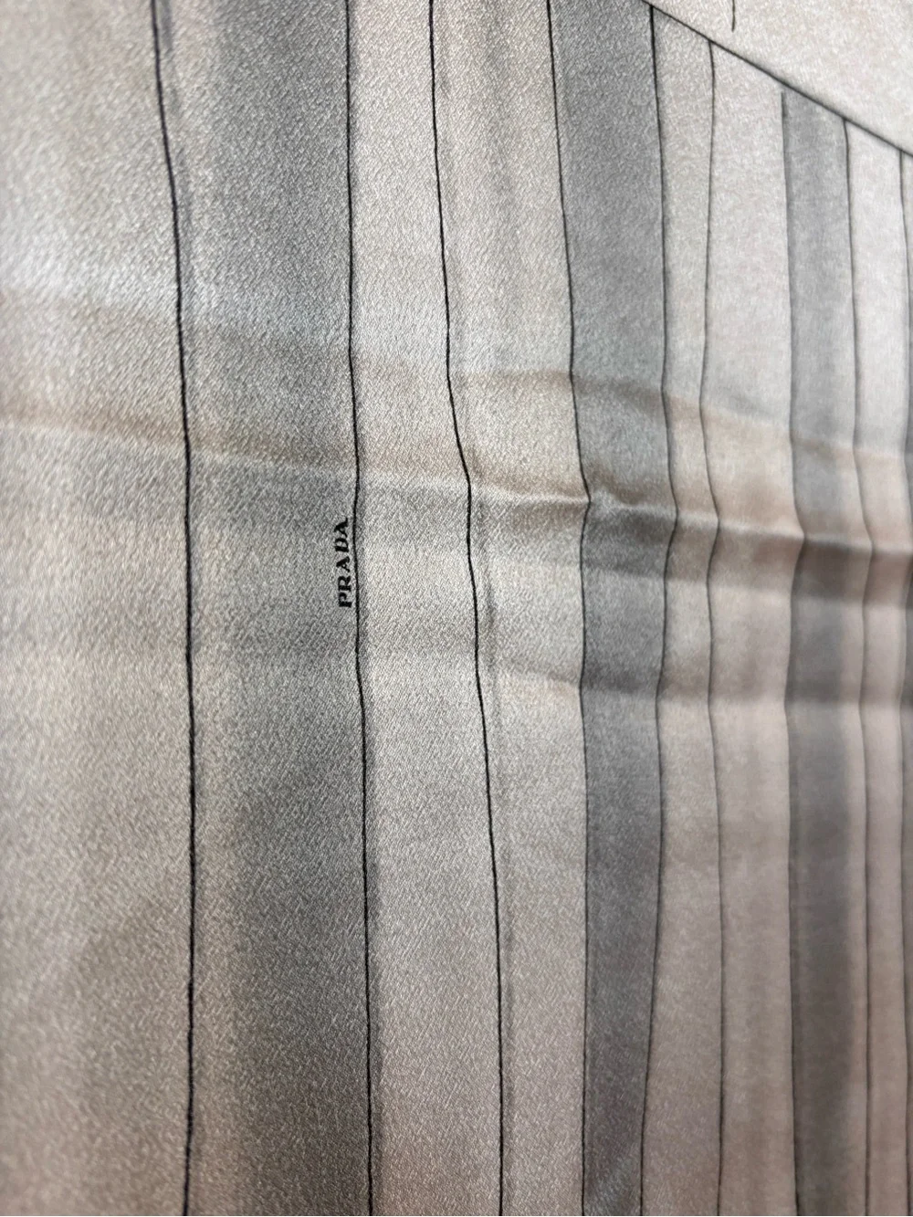 PRADA Vintage Oversized Silk Scarf Shawl 53” X 53” Gray Minimalist Logo Print - Picture 14 of 17